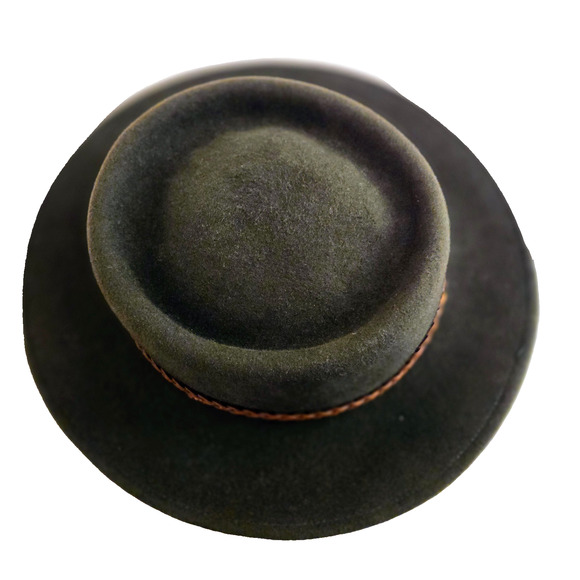Vintage Bollman 100 % Wool Felt Green Hat with Leather Braid main image 4